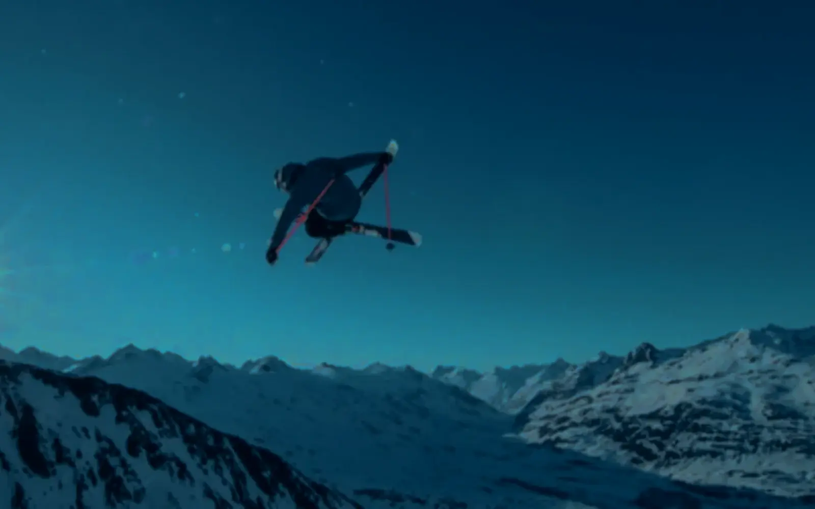 Skier training on a mountain slope